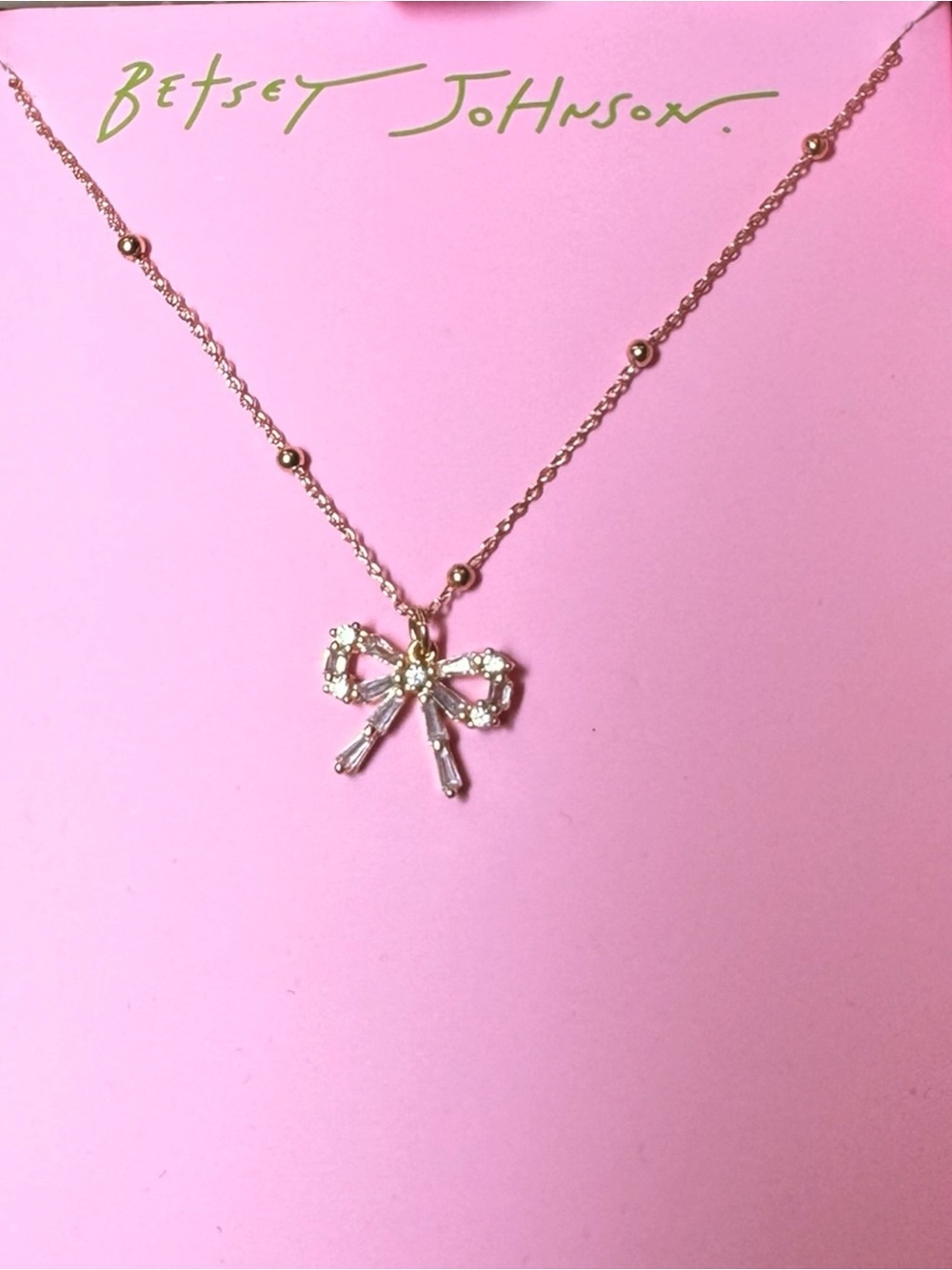Betsey Johnson Gold Crystal Bow Necklace